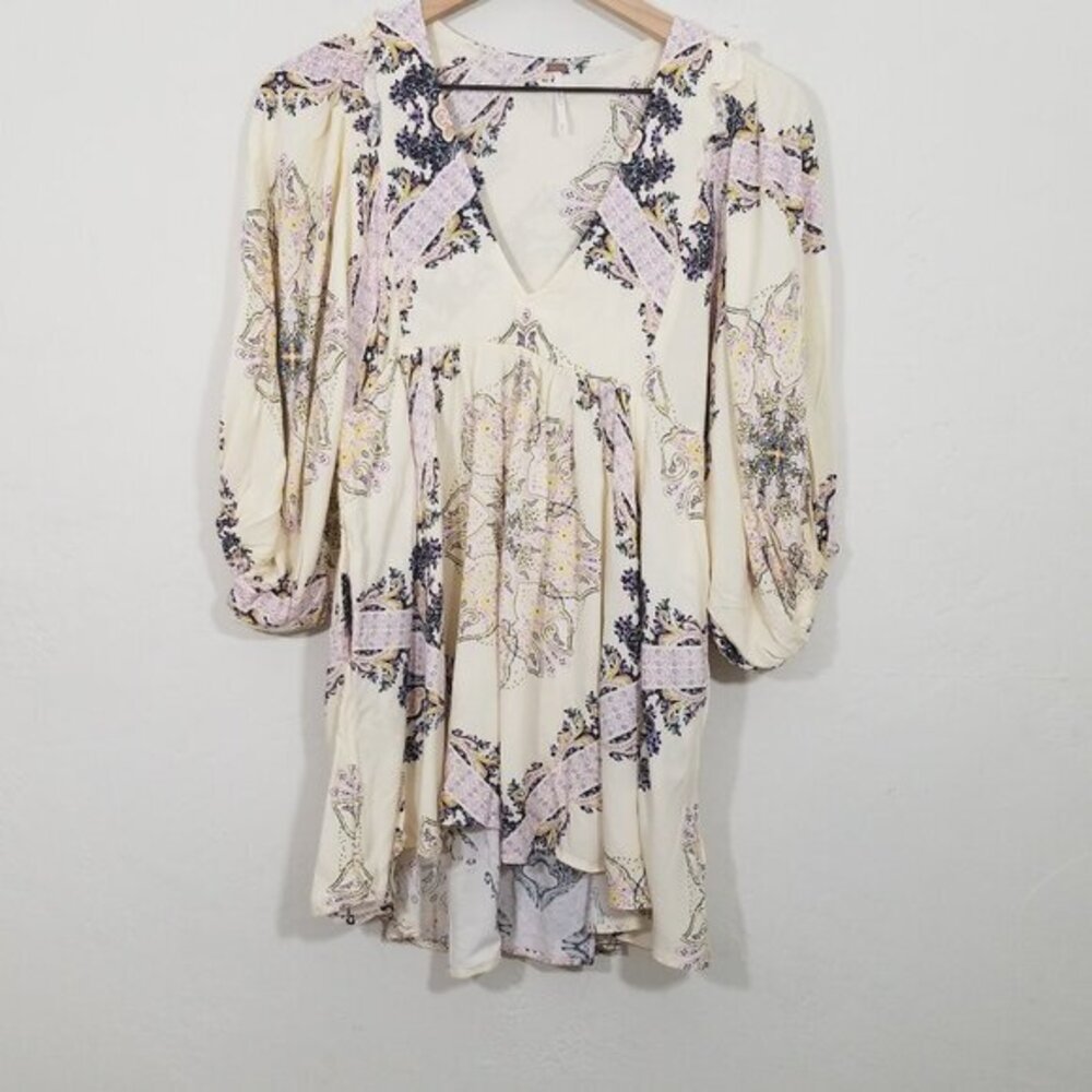 Free People Oversized V-Neck Top Blouse Size XS